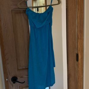 Blue strapless dress